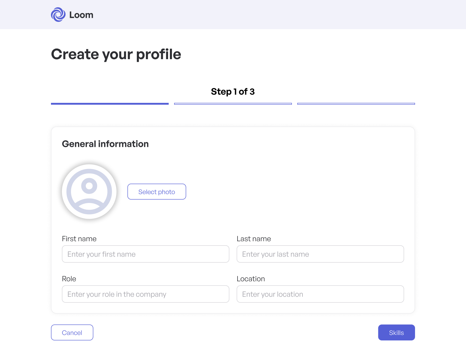 Onboarding step 1, general information