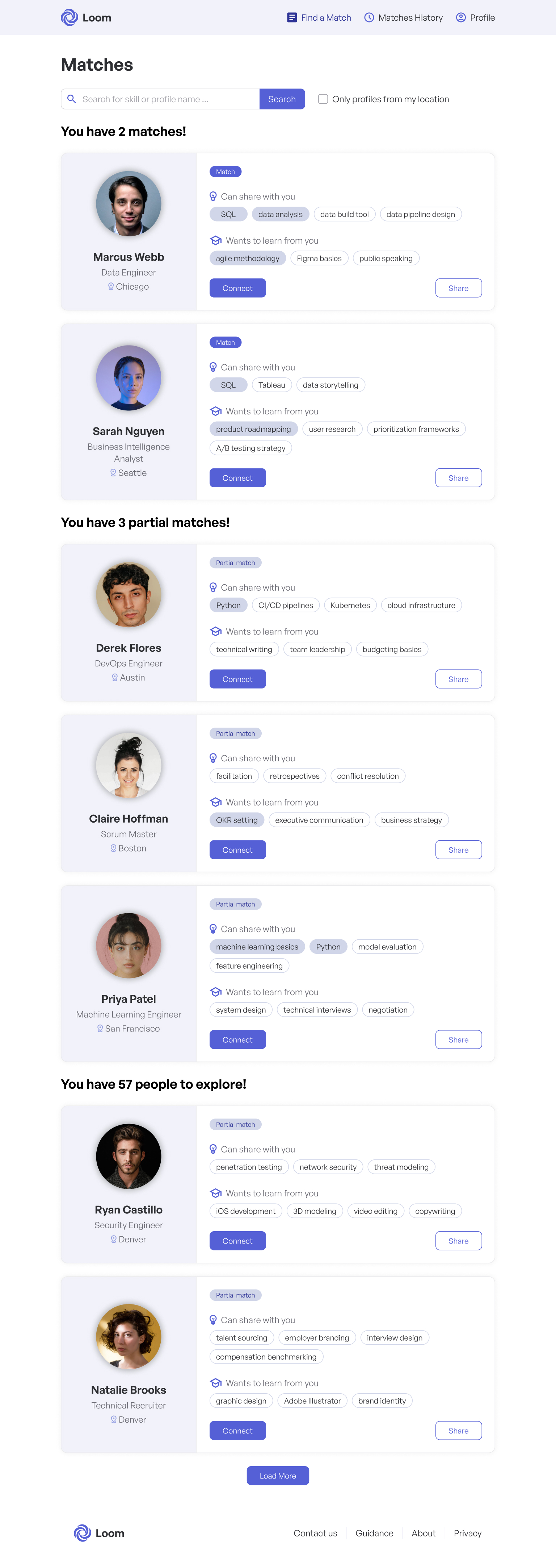 Find a Match feed