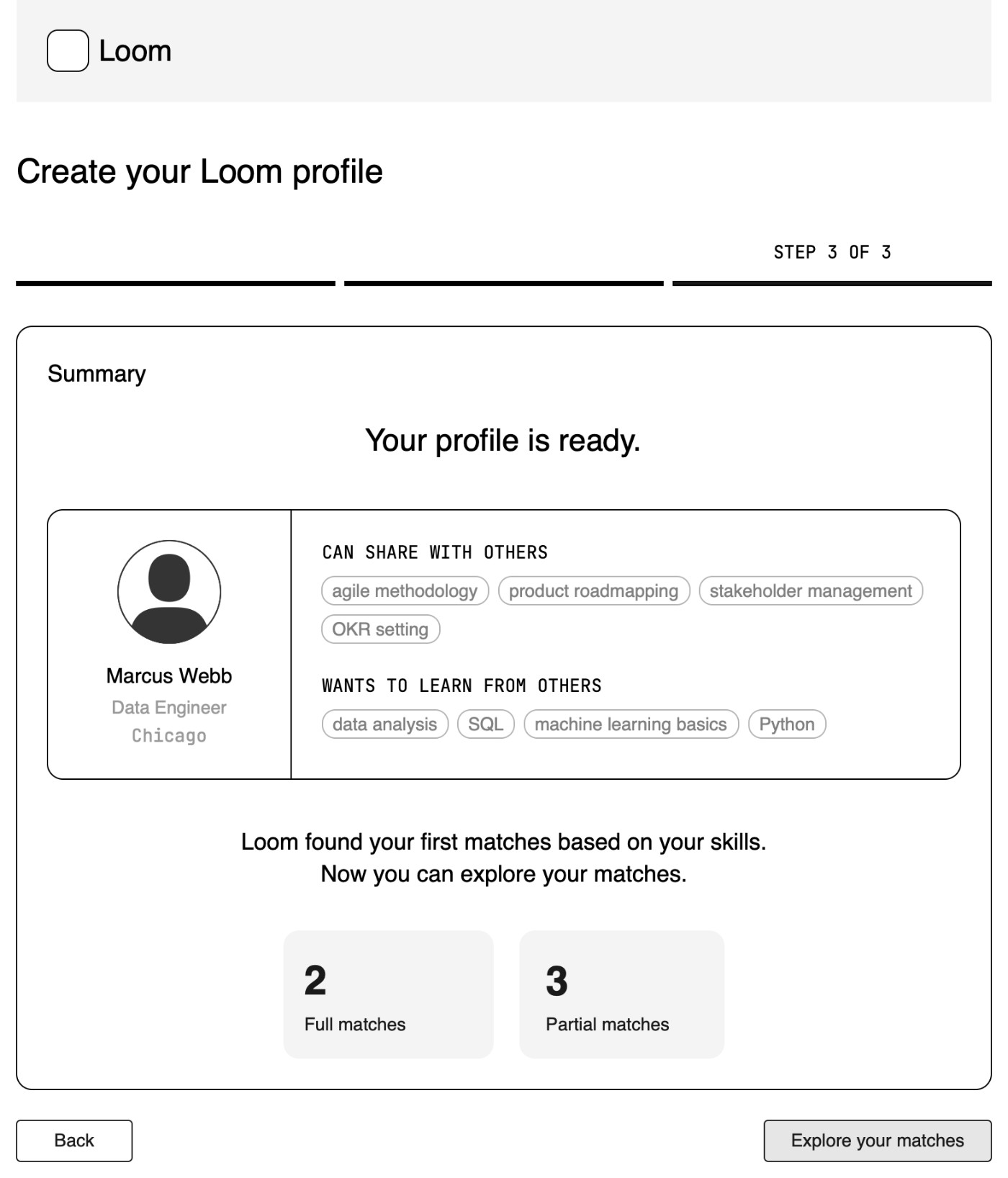 Onboarding step 3, summary